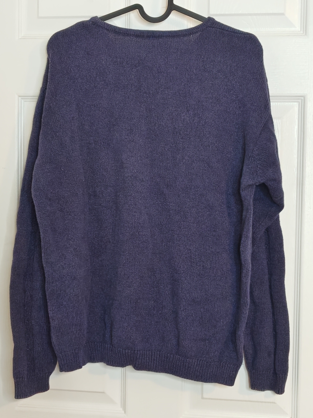 Embroidered Floral Crew Neck Navy Blue Knit Sweater Size M/L - Picture 2 of 7